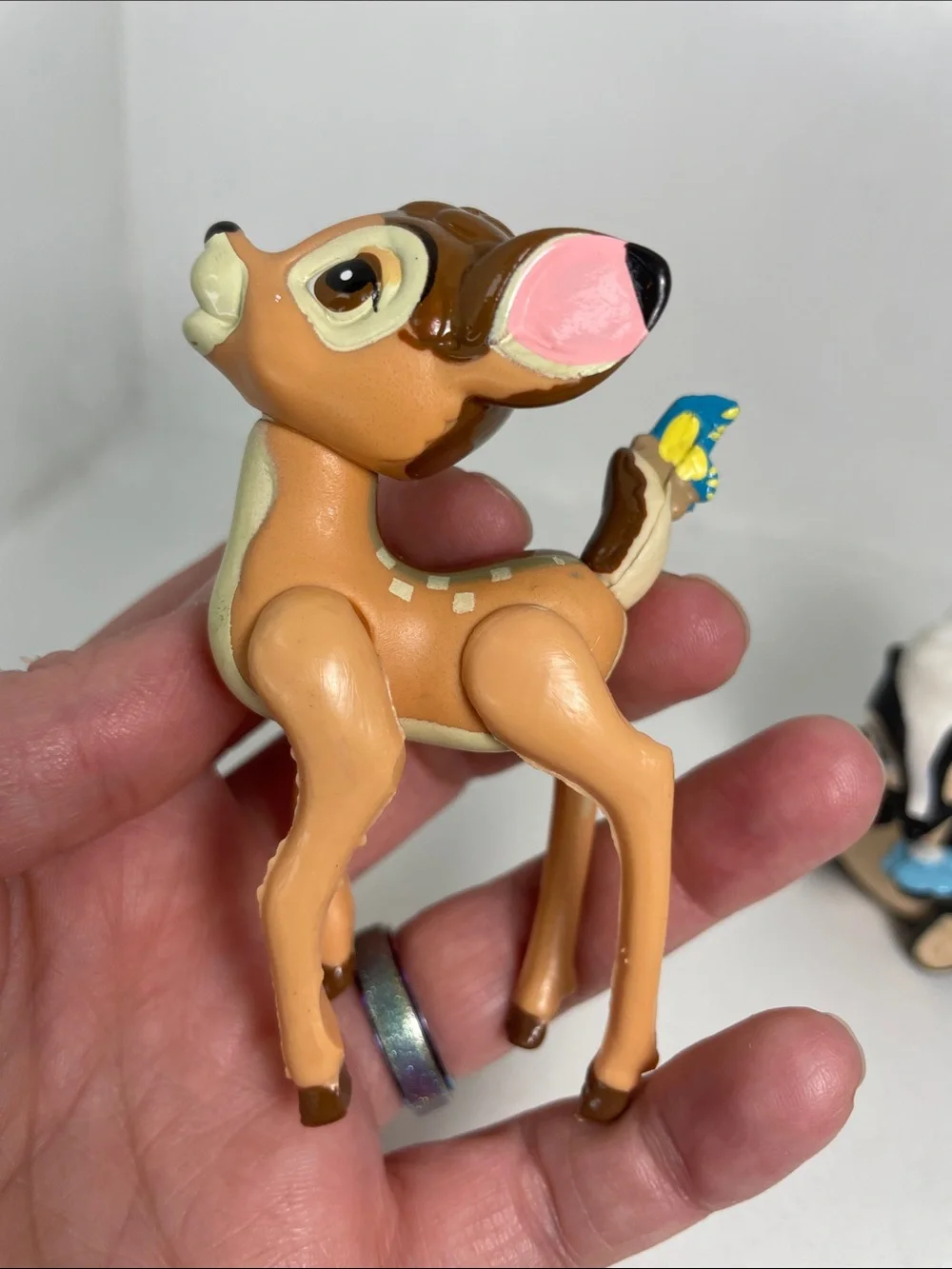 Bambi Butterfly Tail Baby Deer & Flower Skunk Figure 1990's  3.5